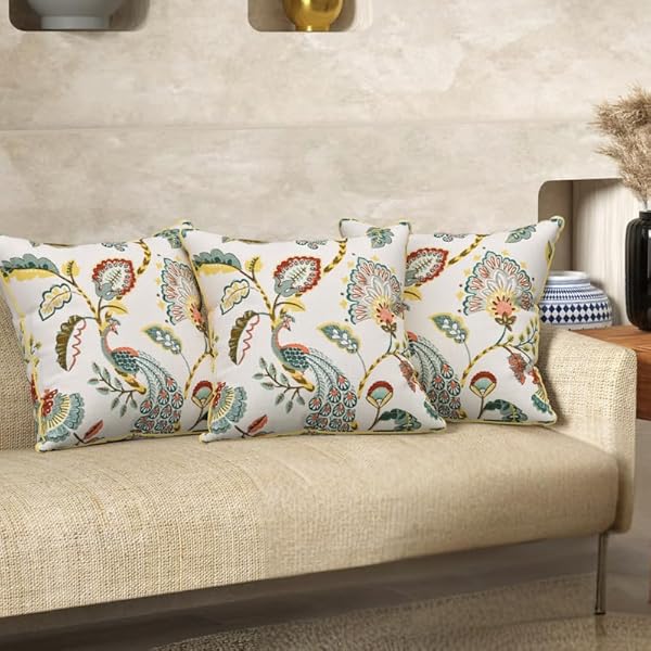 Sanganeri Print Cotton Cushion Covers Set of 5 – 16x16 Inches