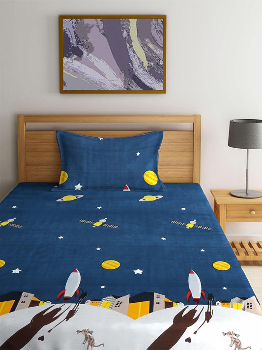 SnuggleJoy Cartoon Kids Bedsheet Set β Glace Cotton (60x90 inches)