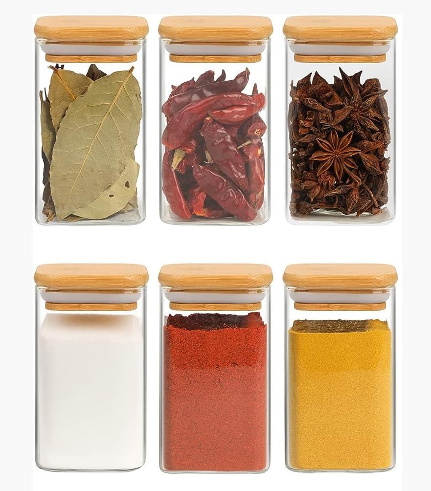 Glass Food Storage Containers with Airtight Wooden Lids 280ml – Pack of 9