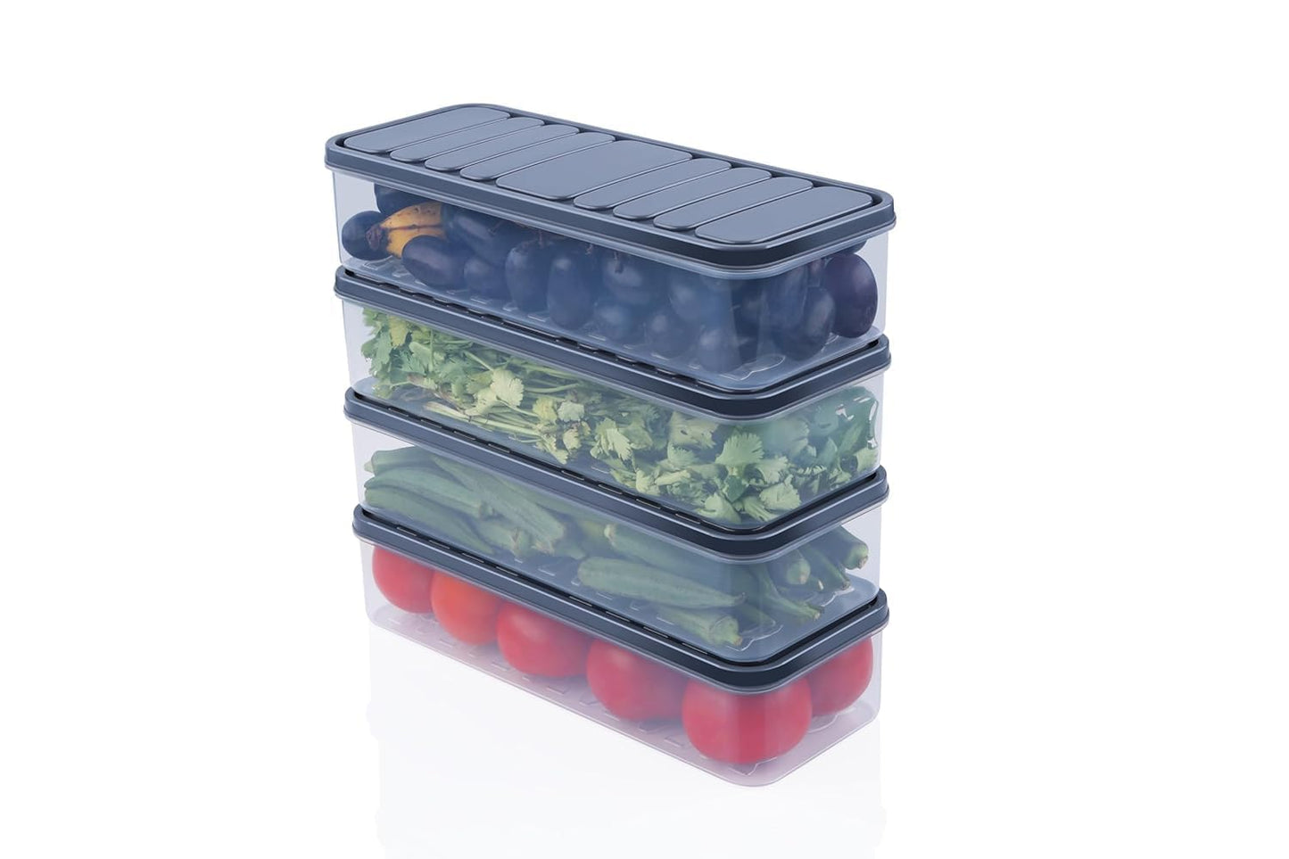 Fridge Storage Boxes – Stackable Food Storage Containers 6-Piece Set – 1200ml Each