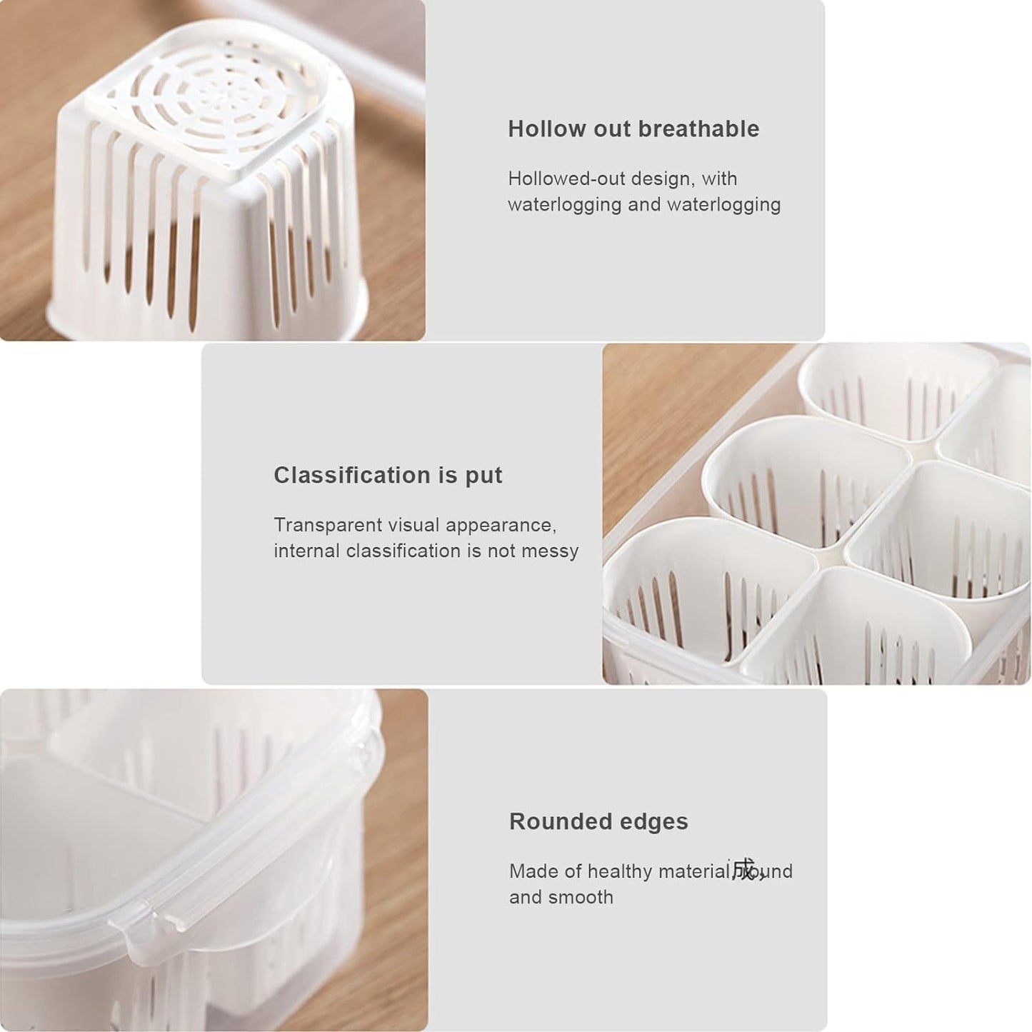 Fridge 6-in-1 Airtight Storage Container - Storage Boxes for Refrigerator with Draining Feature (pack of 1)