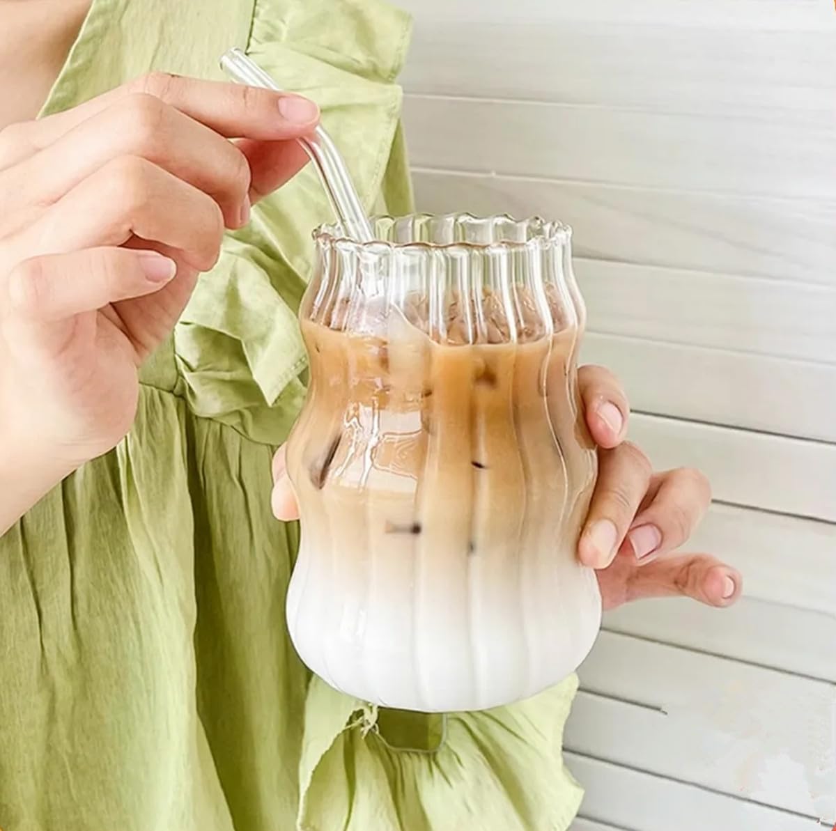 Premium Wave-Shaped Glass Tumblers Set – Pack of 2 (500 ml)