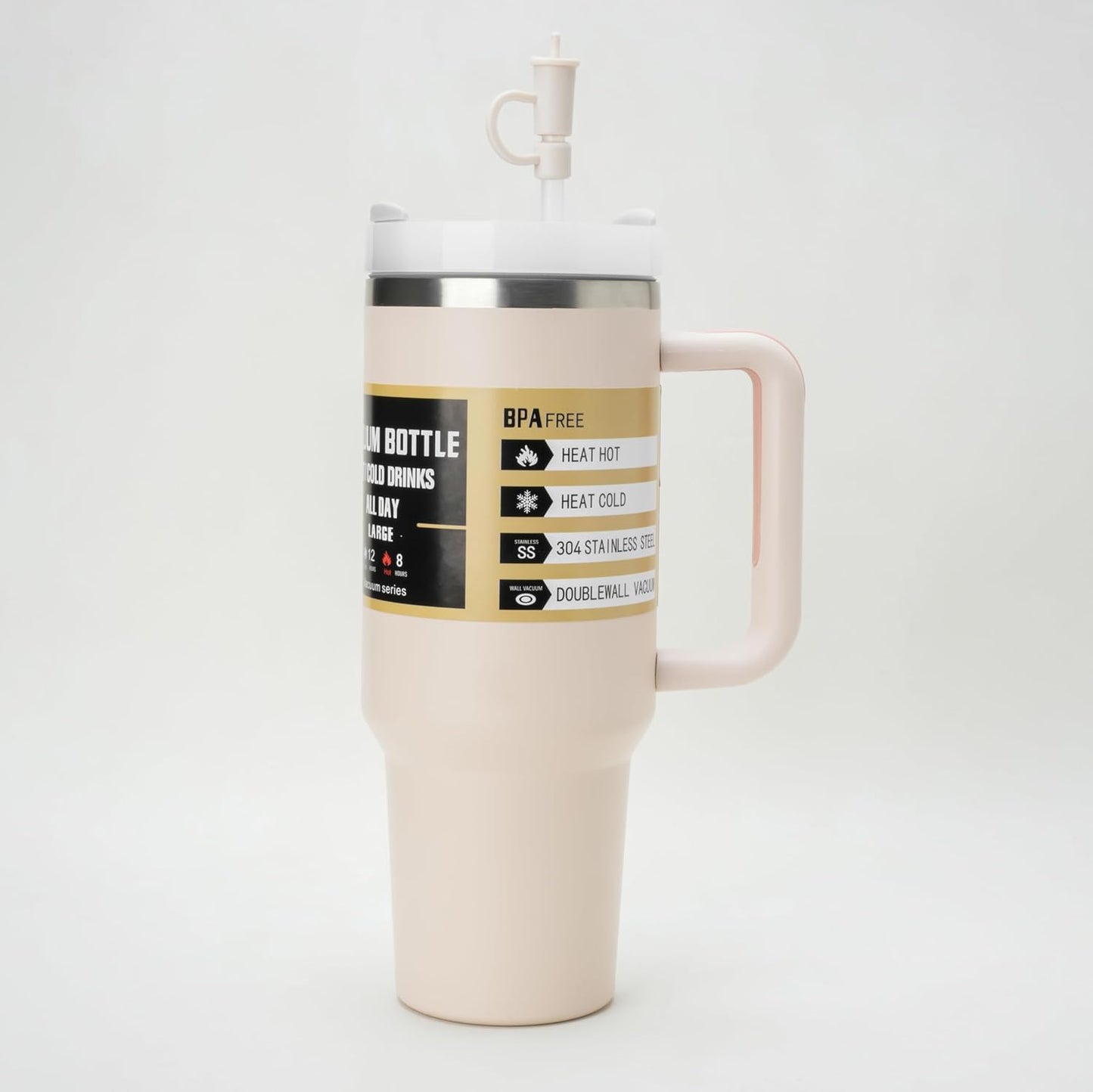 1200ML Stainless Steel Travel Tumbler with Handle & Straw