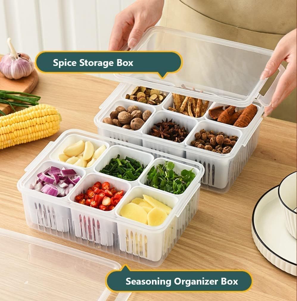 Fridge 6-in-1 Airtight Storage Container - Storage Boxes for Refrigerator with Draining Feature (pack of 1)