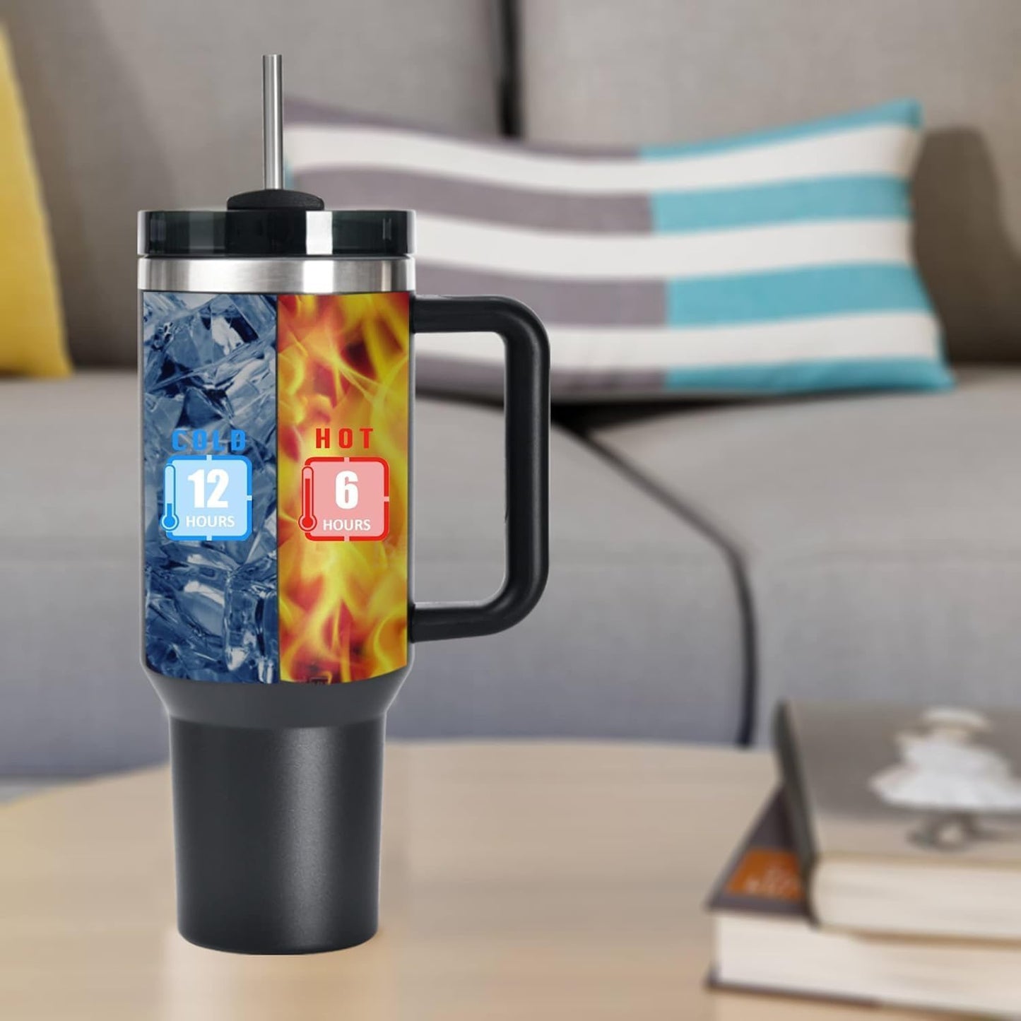 1200ML Stainless Steel Travel Tumbler with Handle & Straw