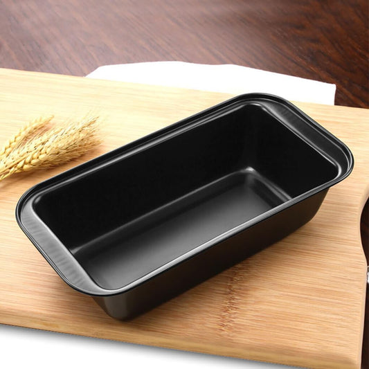Non-Stick Carbon Steel Loaf & Muffin Bake Pan | Rectangle Bread Mould for Baking in Microwave Oven, Cooker – Black