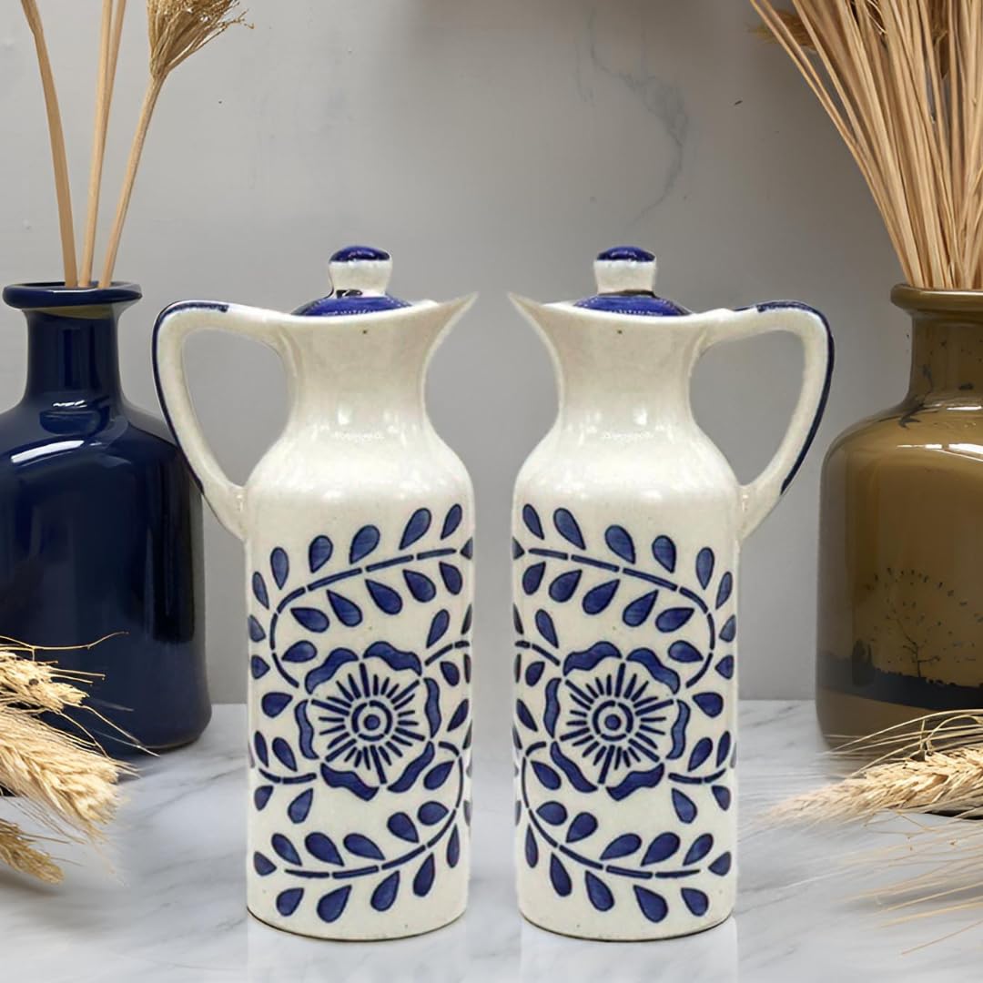Handmade Ceramic Cooking Oil Dispenser Bottle 500 ml (Set of 2)