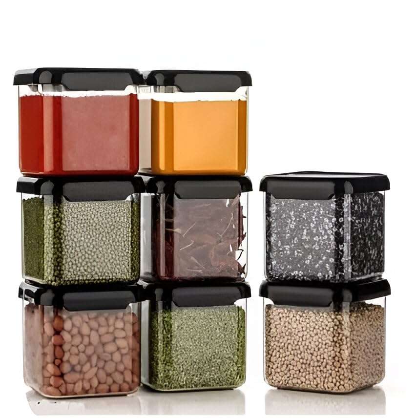 Multipurpose Transparent Square Containers Set For Kitchen Storage/Unbreakable Plastic Airtight Box (500 ml Each, Set of 6 pc)