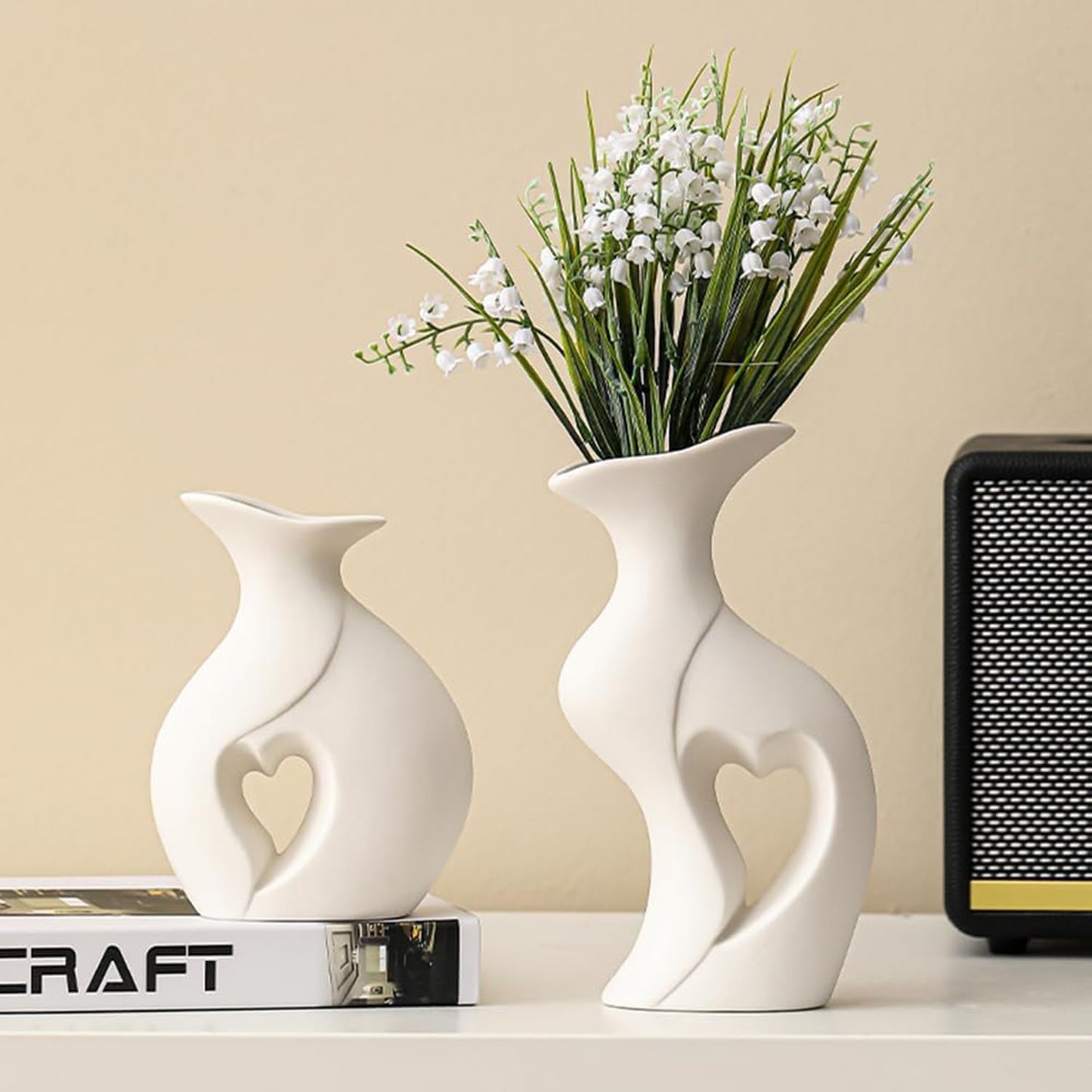 Nordic Embrace White Ceramic Vase (Set of 2)