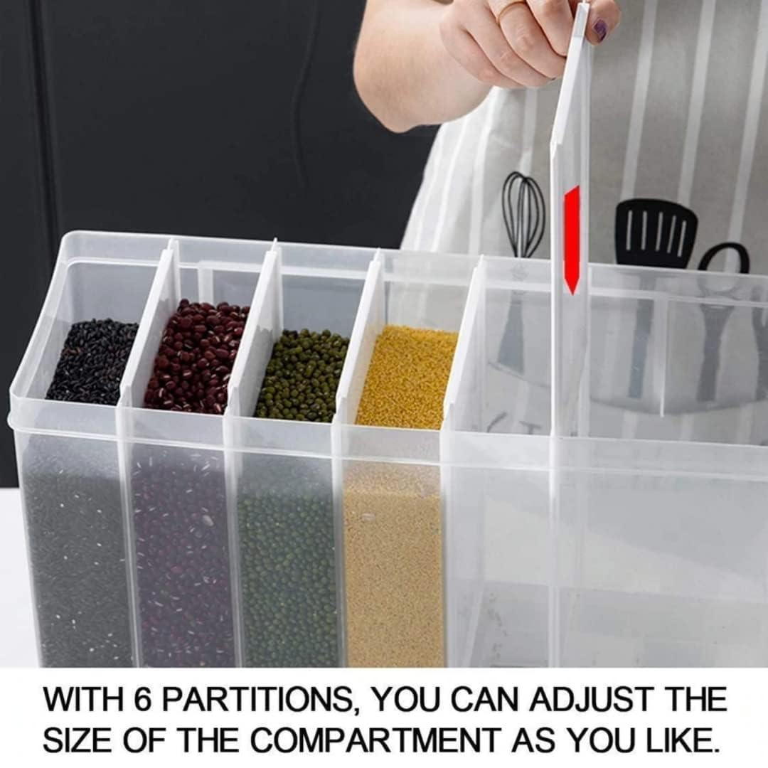 Wall Mounted Cereal Plastic Dispenser - 6 Grid Dry Food Dispenser for Kitchen Storage