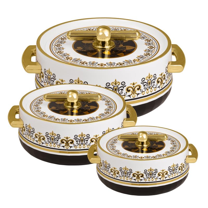Elegance Royal Coral Black Inner Steel Casserole Set of 3 (1700ml, 1200ml, 600ml)