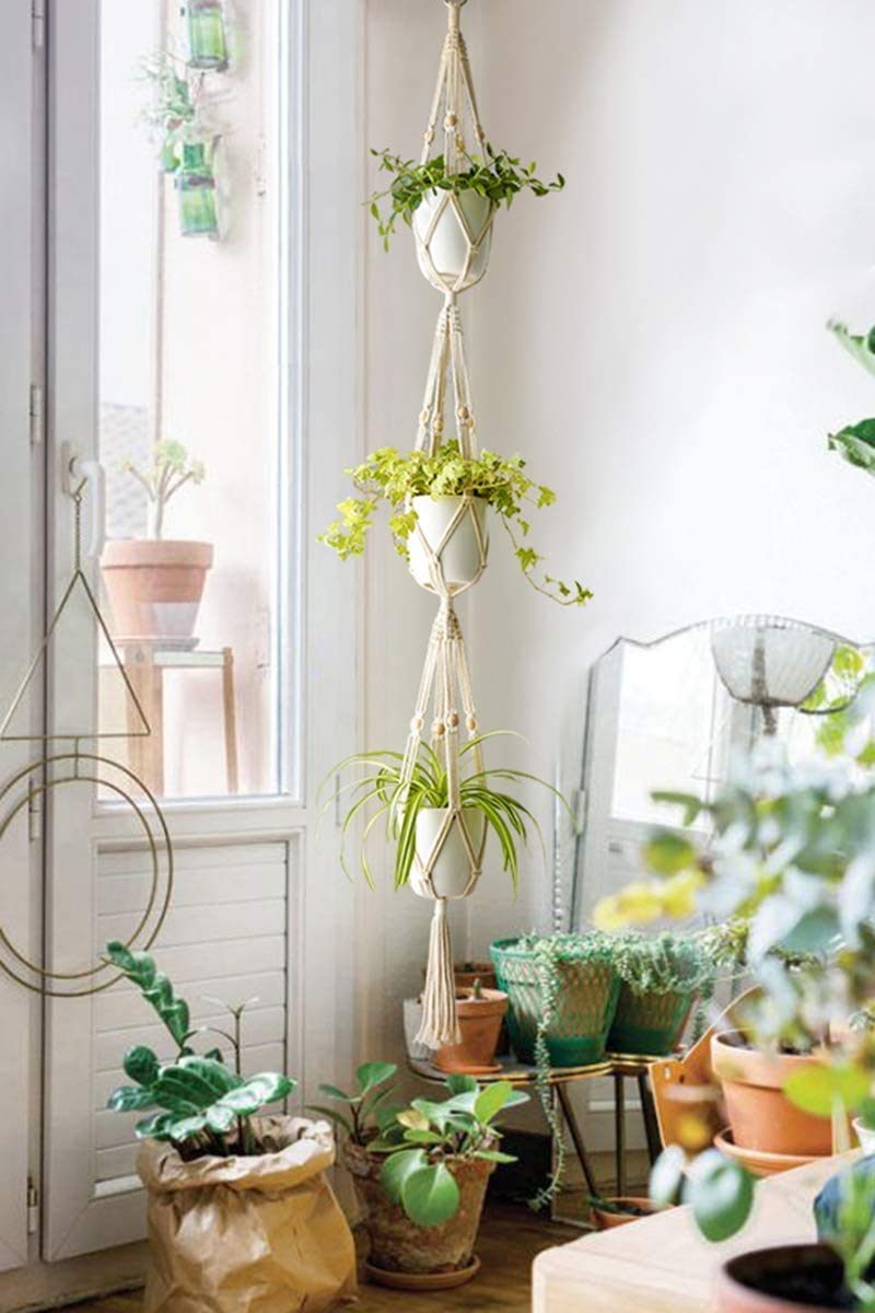 3-Tier Macrame Plant Hanger with Beads