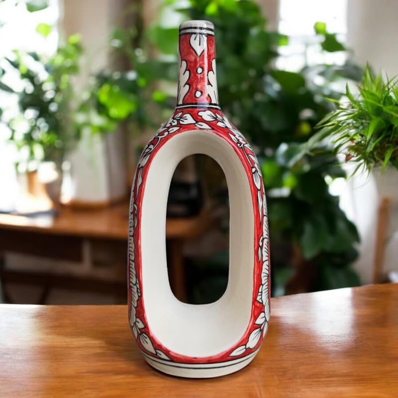 Mughal Elegance Hand-Painted Ceramic Vase – 11 Inch
