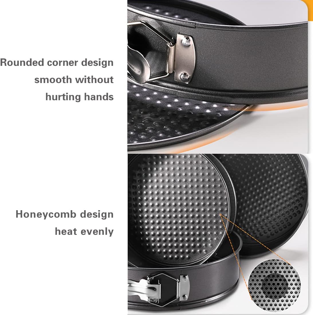 3-Piece Non-Stick Springform Cake Pan Set (Heart, Round & Square)