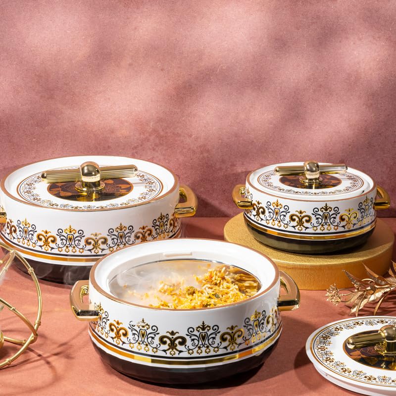 Elegance Royal Coral Black Inner Steel Casserole Set of 3 (1700ml, 1200ml, 600ml)