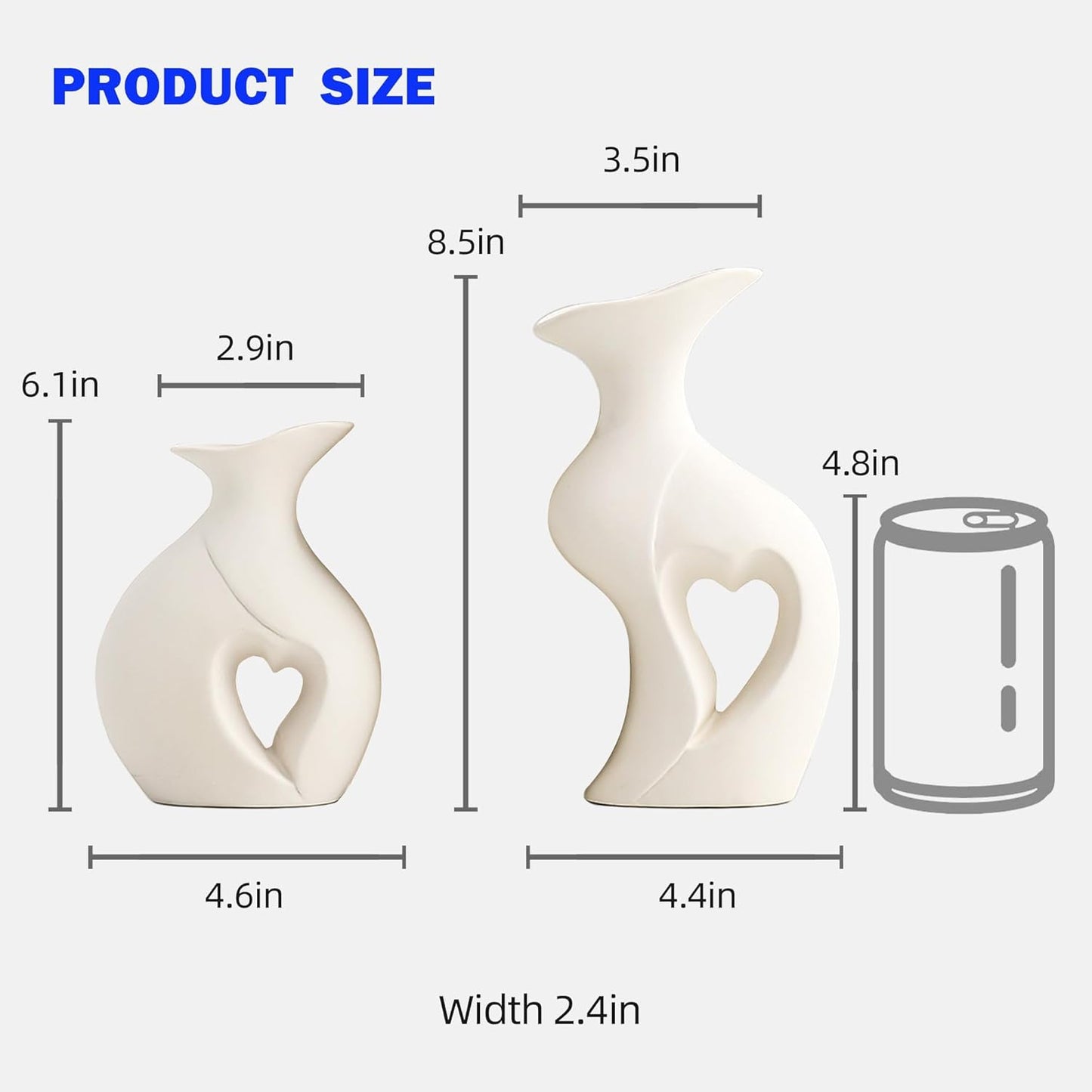 Nordic Embrace White Ceramic Vase (Set of 2)
