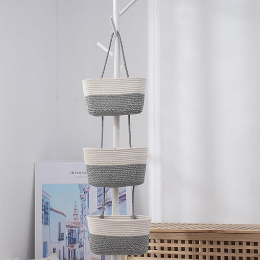 Hanging Basket Large 3 Tier Storage Bag for Indoor Tabletop Bathroom Bedroom Hanging Basket