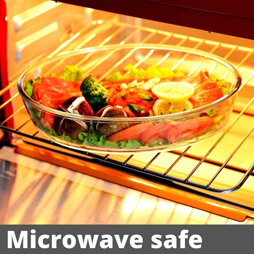 Glass Baking Dish Serving Tray, Transparent, Microwave Oven Dishwasher Freezer Safe, Oval Borosilicate Glass Baking Tray – 700ml (pack of 1)