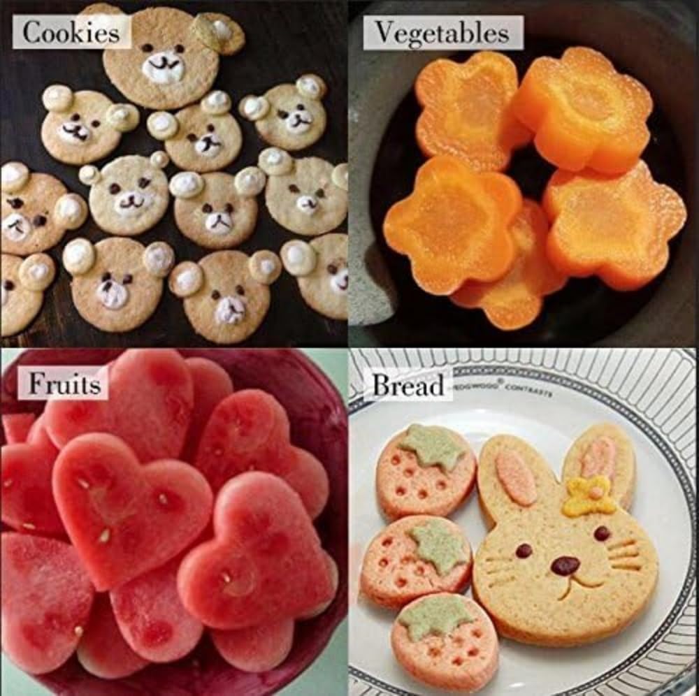 12 PCS Cookie Cutters Stainless Steel Vegetable Fruit Biscuit Cutters Shapes Sets Mold Pattern, for Kid Baking Cooking Food Decoration