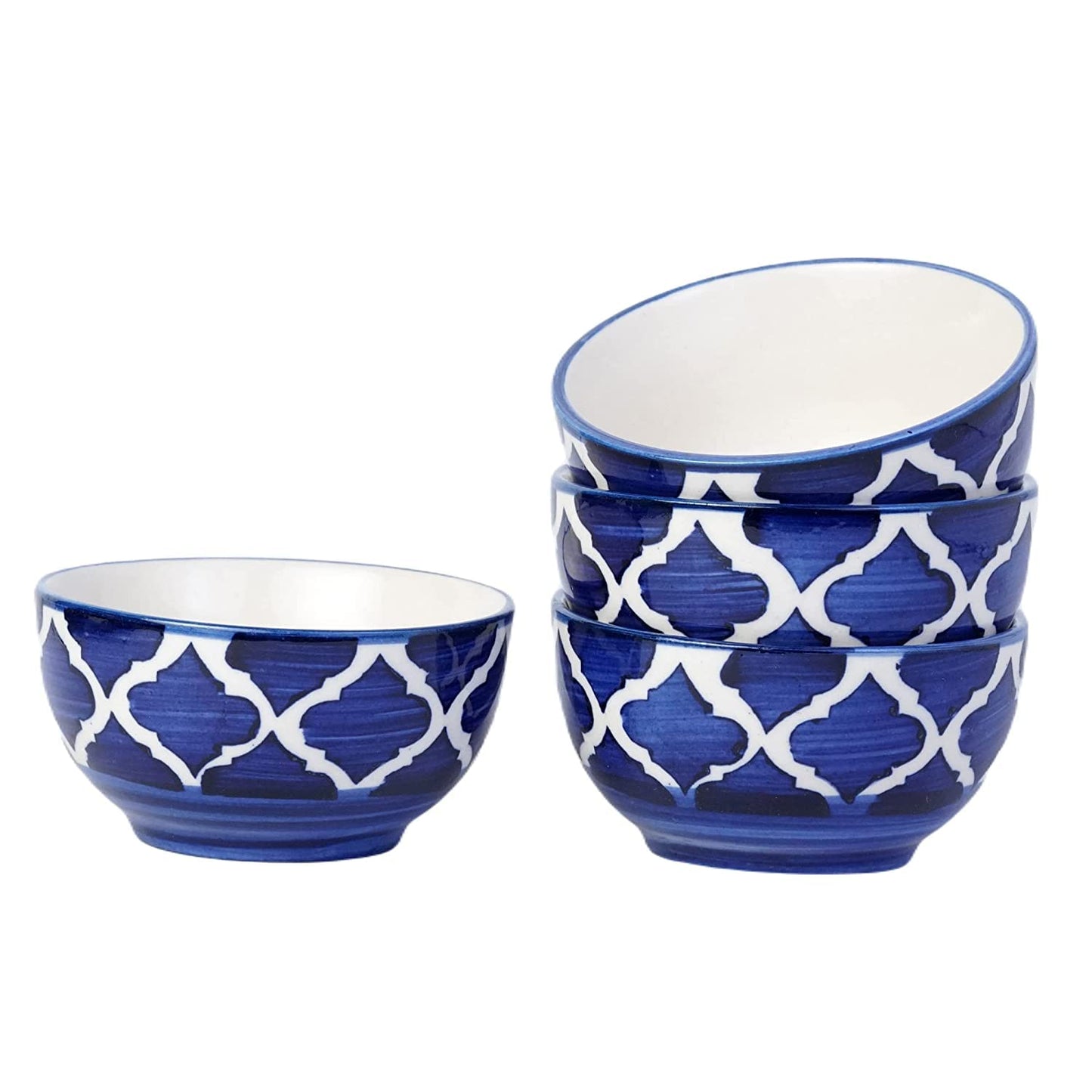Handmade Ceramic Bowl, Small Serving Bowl for Home Kitchen 180ML Bowl (Blue Bowl Pack of 4)