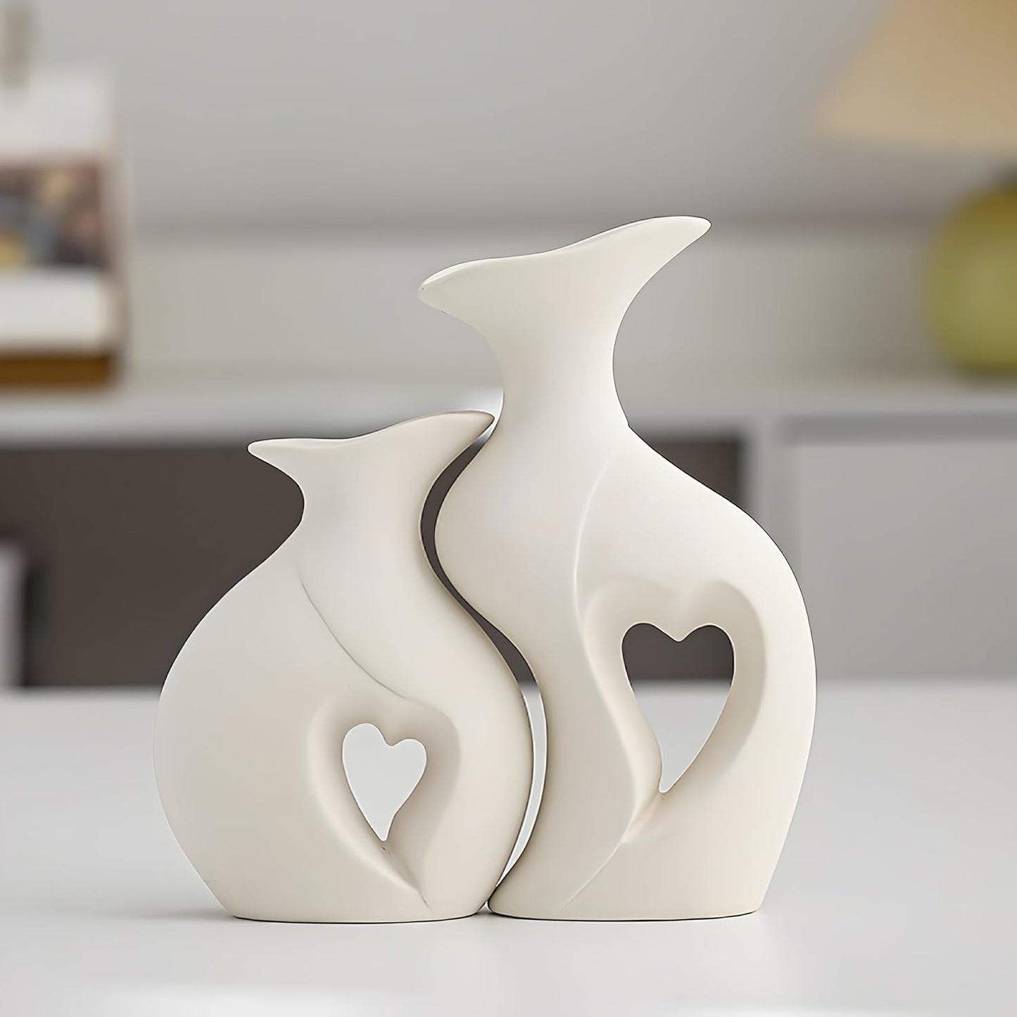 Nordic Embrace White Ceramic Vase (Set of 2)