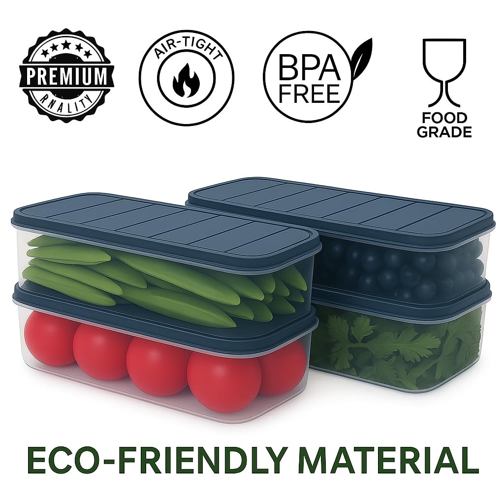 Fridge Storage Boxes – Stackable Food Storage Containers 6-Piece Set – 1200ml Each