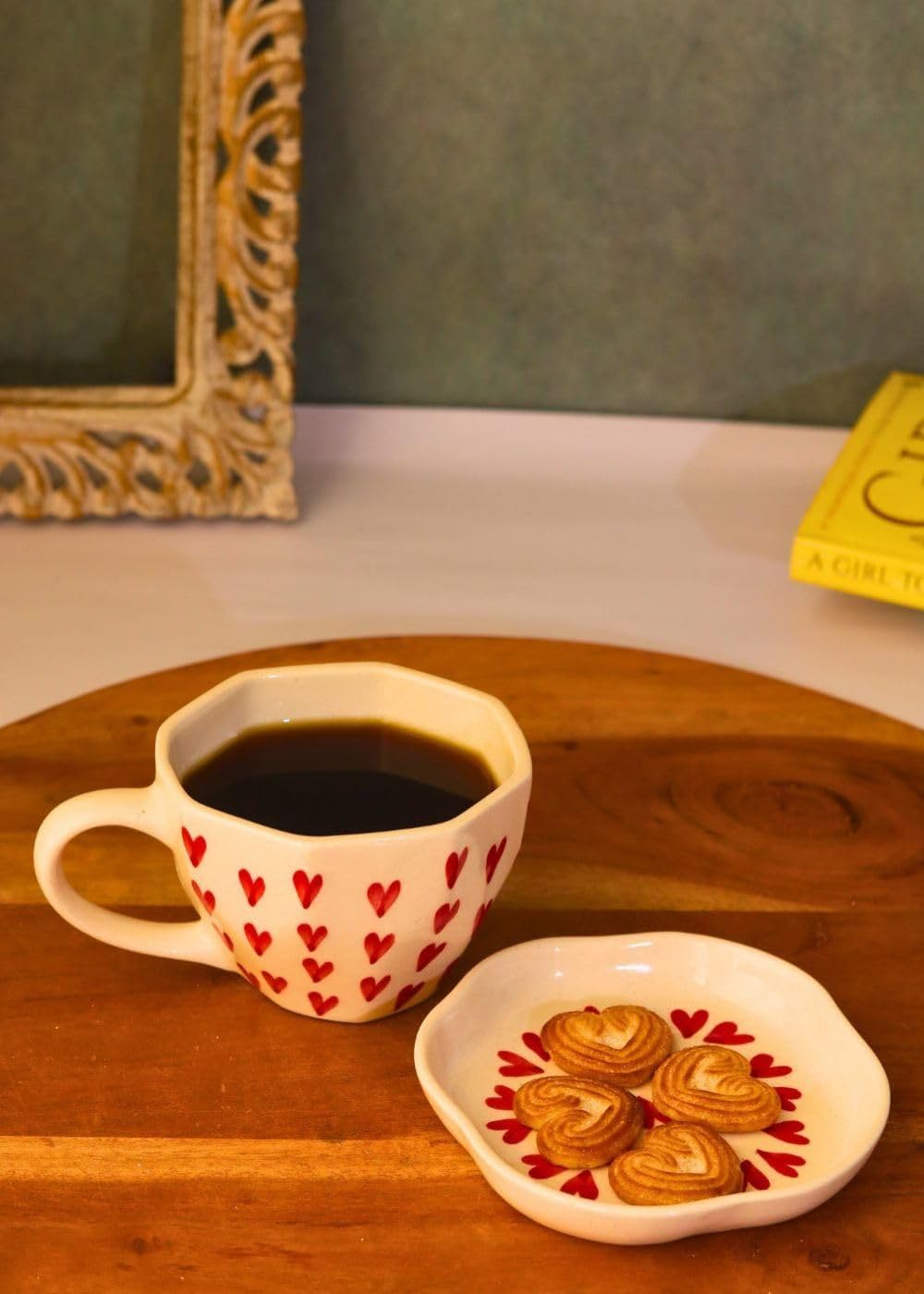 Trendy Ceramic Chai & Coffee Cup with Saucer – 200ML (Set of 1)