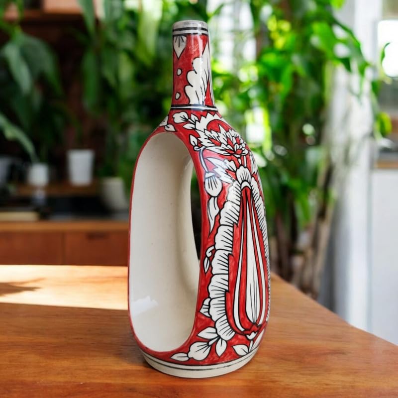 Mughal Elegance Hand-Painted Ceramic Vase – 11 Inch