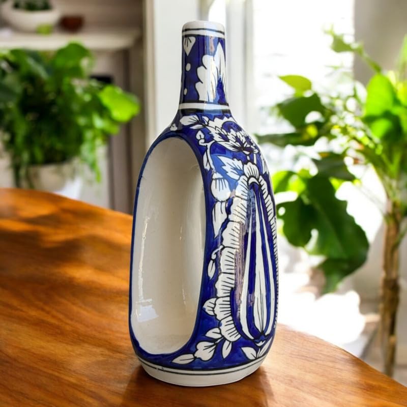 Mughal Elegance Hand-Painted Ceramic Vase – 11 Inch