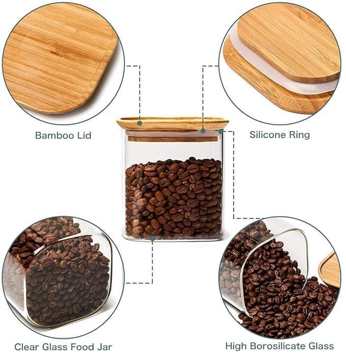 Glass Food Storage Containers with Airtight Wooden Lids 280ml – Pack of 9