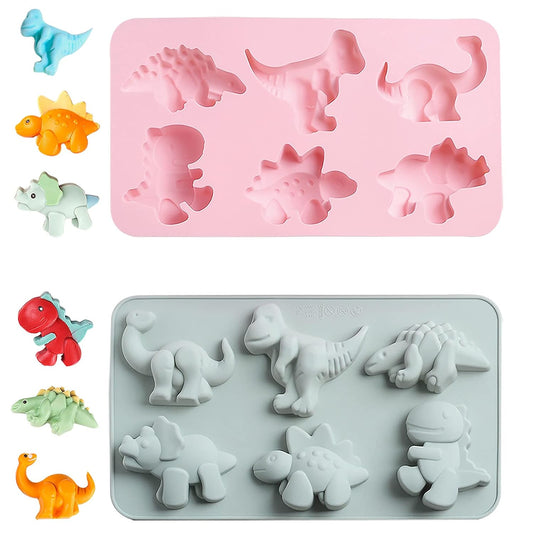 Kids Cartoon Different Shapes Candy Fondant Mould Cake Decorating Tools - 6 Slot Dinosaur Shaped Mould