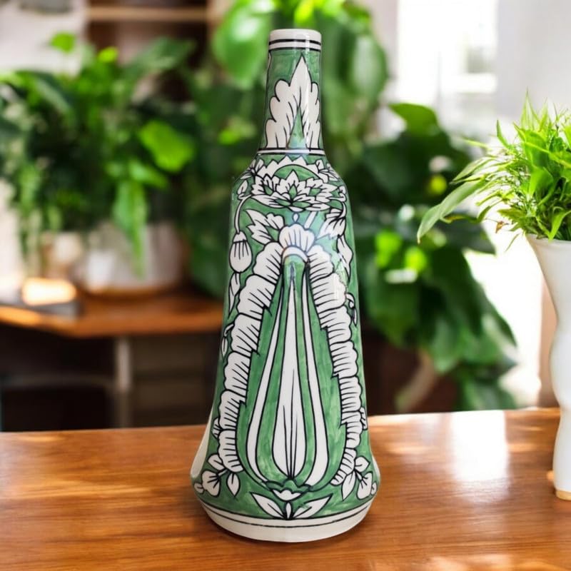 Mughal Elegance Hand-Painted Ceramic Vase – 11 Inch