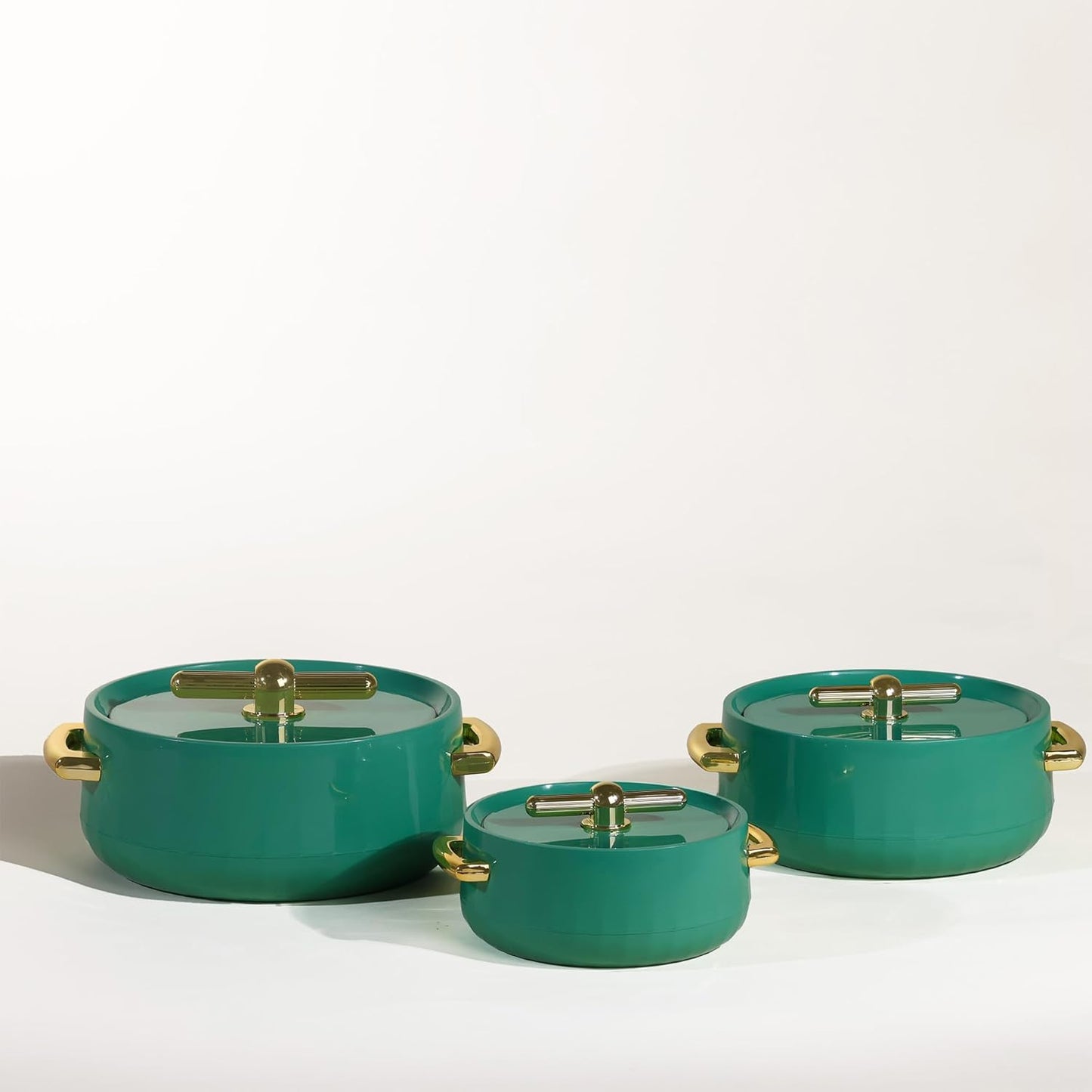 Elegance  Royal Sea Green Inner Steel Casserole Set of 3 (1700ml, 1200ml, 600ml)