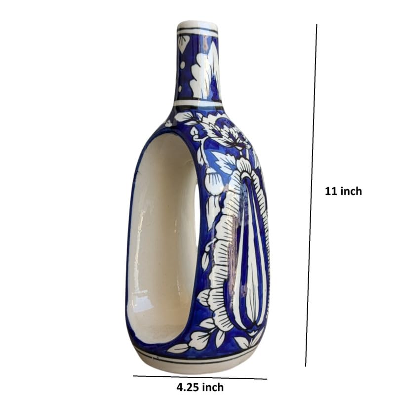 Mughal Elegance Hand-Painted Ceramic Vase – 11 Inch