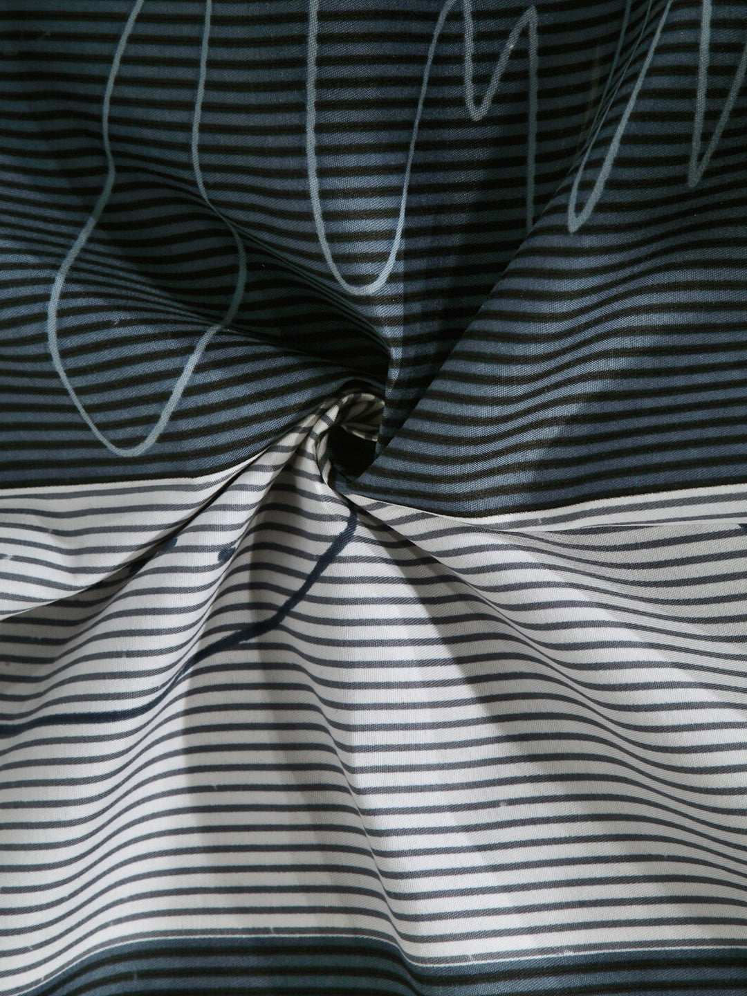 Rangloom Fabrics Blue Striped Cotton 300 TC King Fine Bedsheet with 2 Pillow Covers