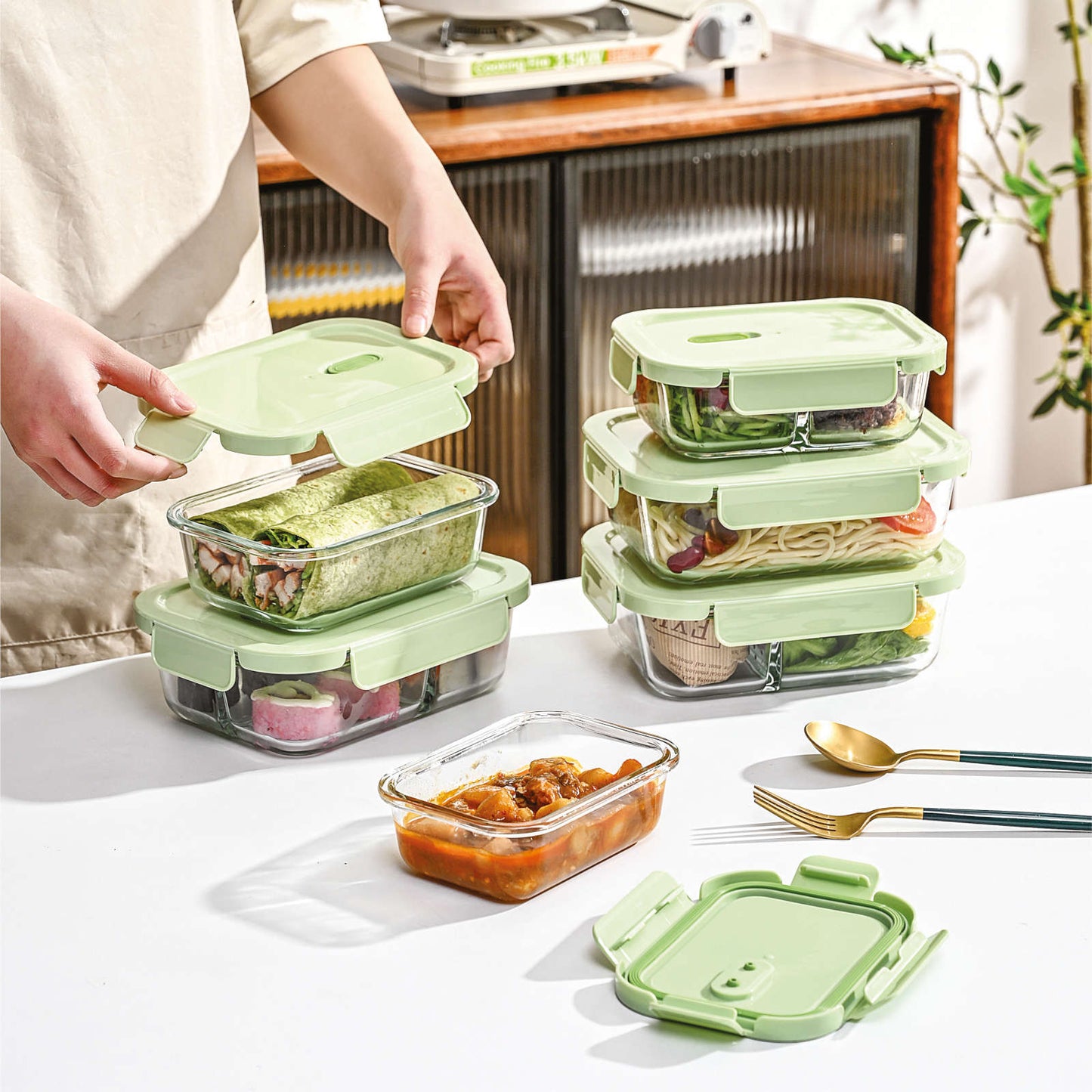 Glass Airtight Container Set for Food Storage - Leak Proof (Small, Medium, Large) (Pack of 3)