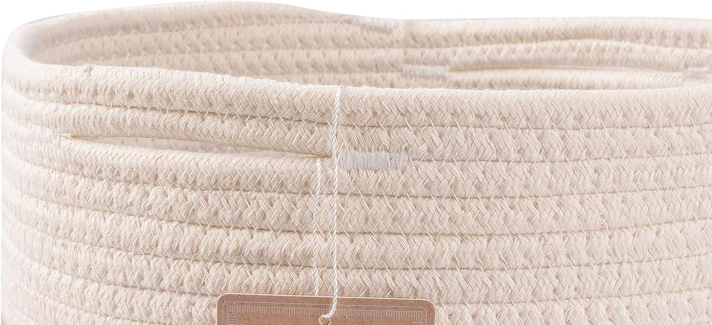 Cotton Storage Gift Basket, Organizer Box  Pack of 3(10*10, 8*8, 6*6) inches Brown & White