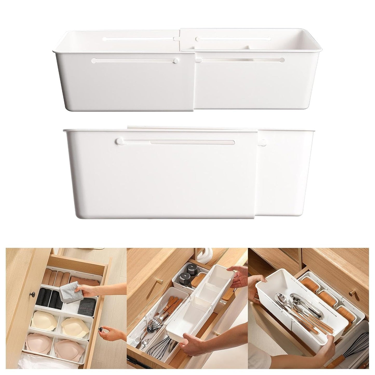 Adjustable Drawer Organizer Removable for Kitchen Office Supplies Study Room (Pack of 3)