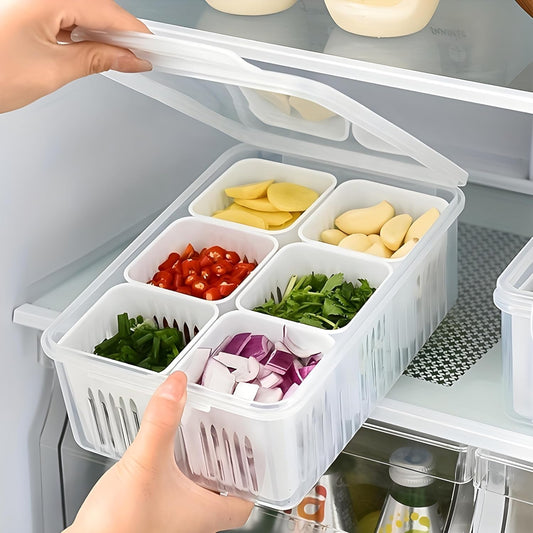 Fridge 6-in-1 Airtight Storage Container - Storage Boxes for Refrigerator with Draining Feature (pack of 1)
