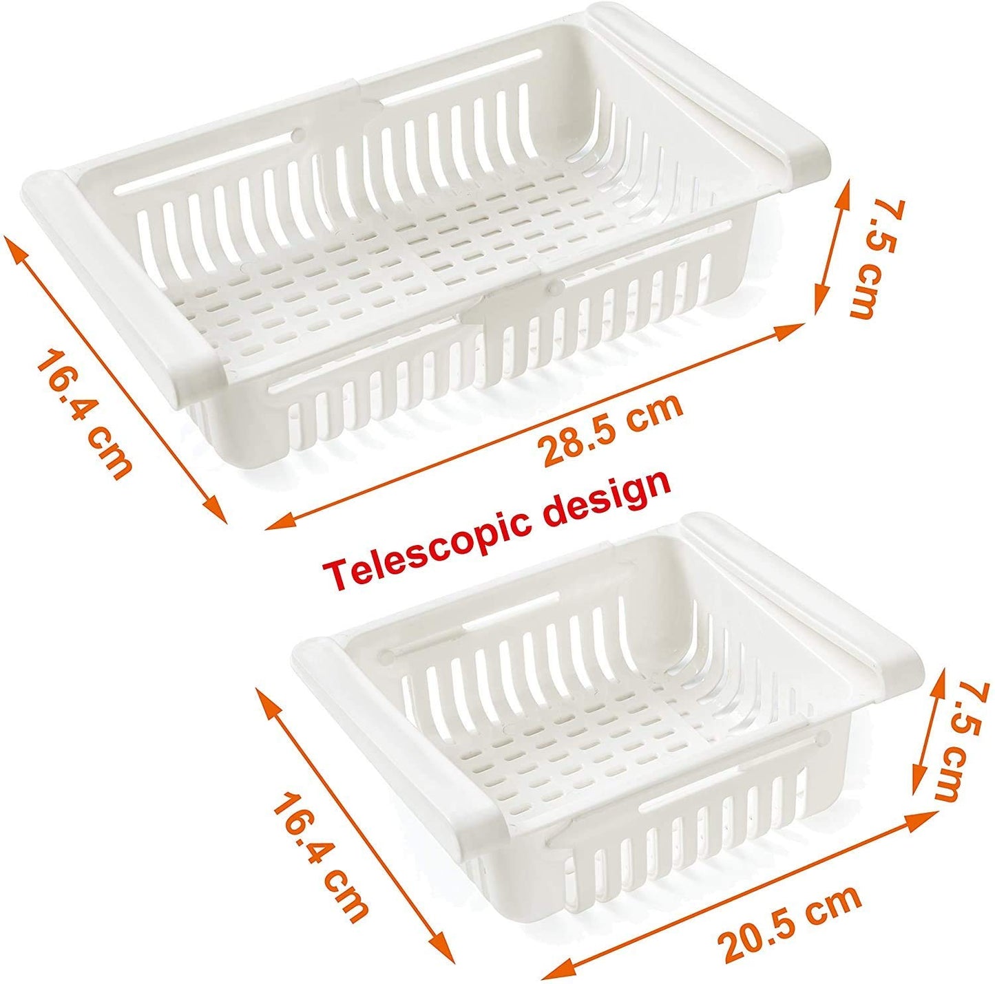 Expandable Fridge Storage Saver Rack Under Shelf Refrigerator Sliding Drawer Fruit Vegetable Egg Chocolate Organizer (4 Pieces)