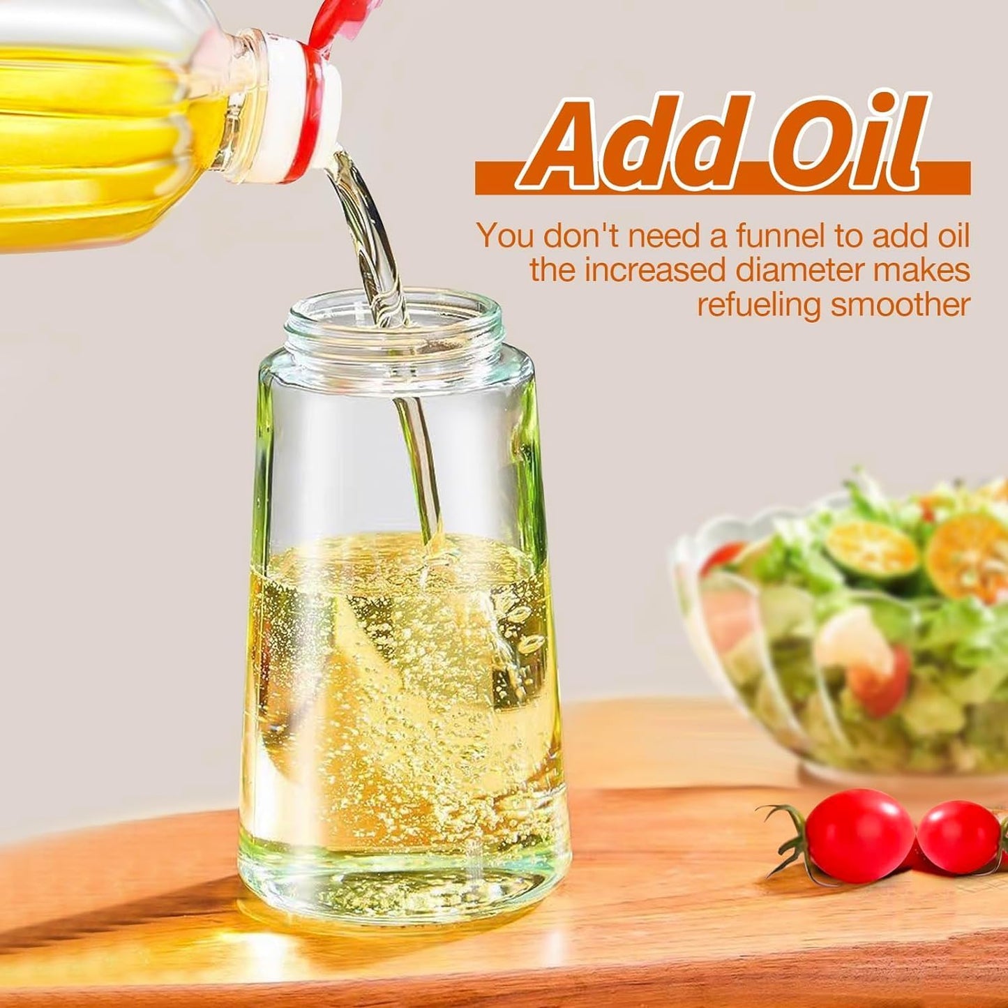 2-in-1 Oil Sprayer & Dispenser - Olive Oil Bottle with Premium Nozzle Food Grade Oil Container for Air Fryer, Salad, BBQ, Roasting – 500ml