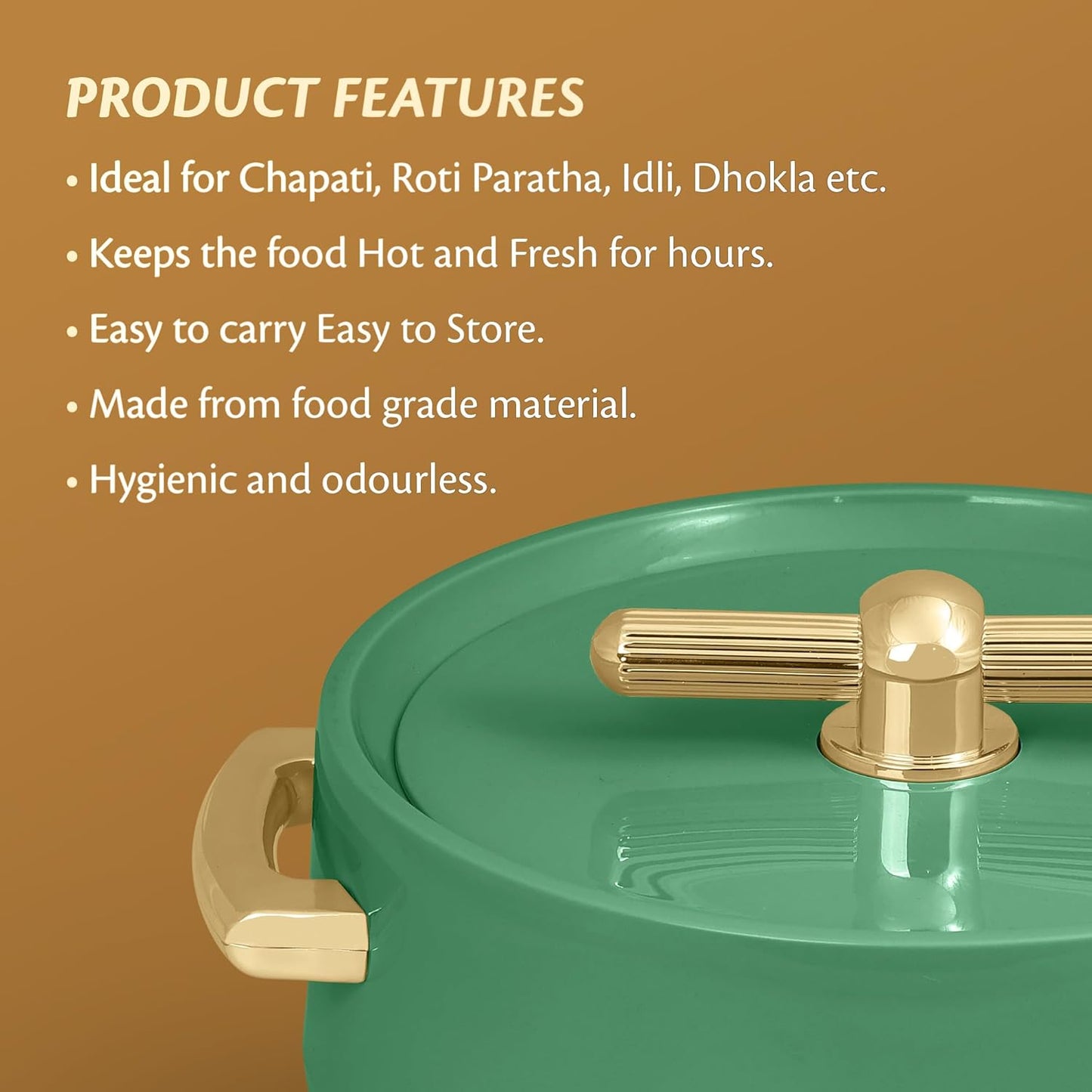 Elegance  Royal Sea Green Inner Steel Casserole Set of 3 (1700ml, 1200ml, 600ml)