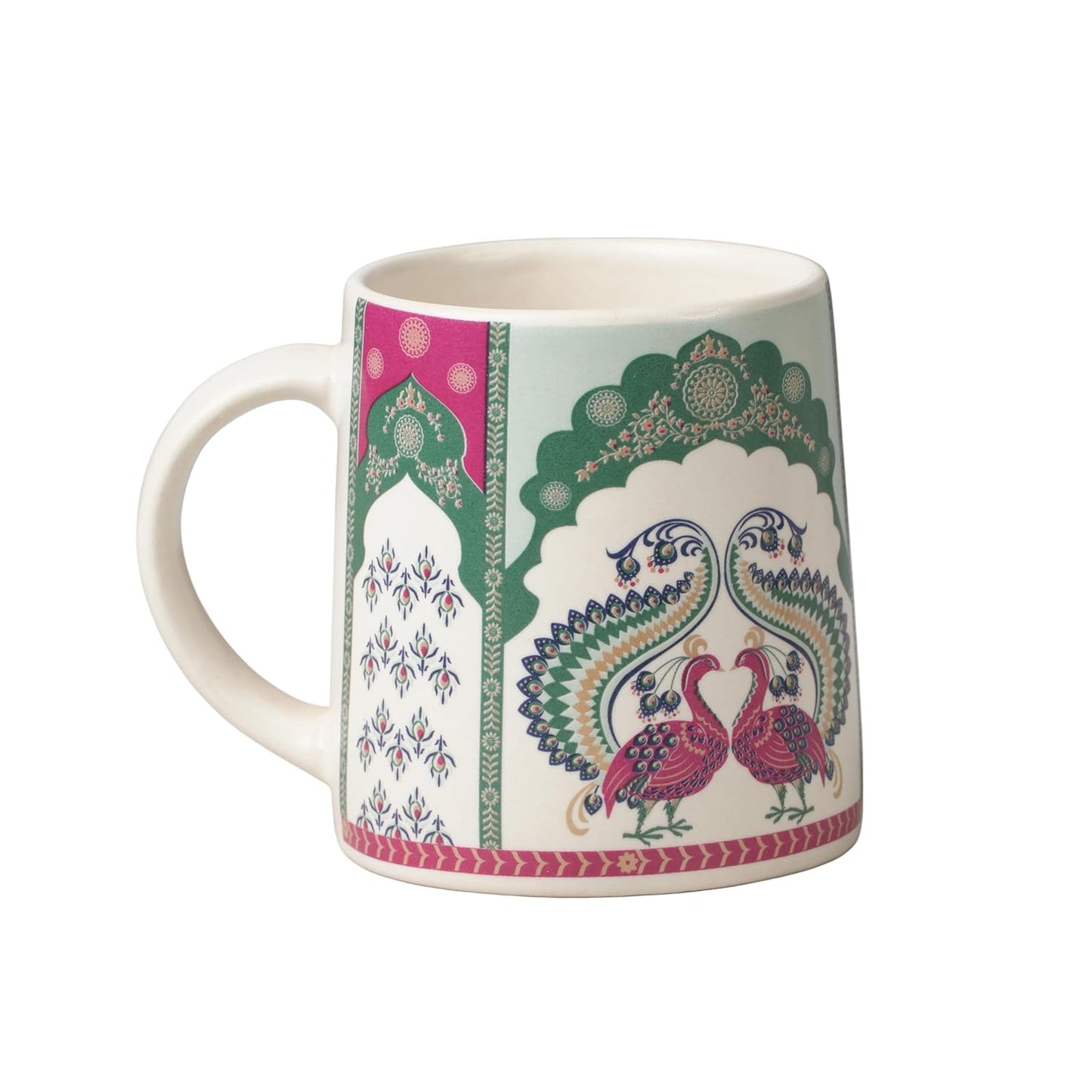 Peacock Elegance Ceramic Tea/Coffee Mugs – Set of 2