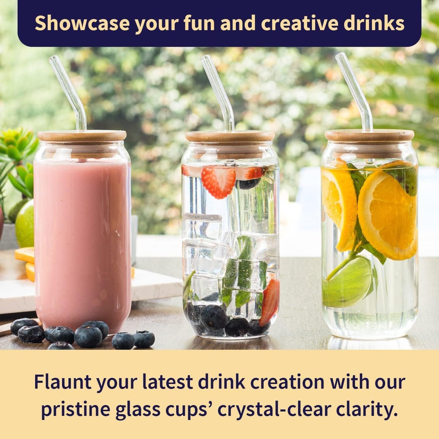 Can-Shaped Glass with Wooden Lid & Straw – 500ml