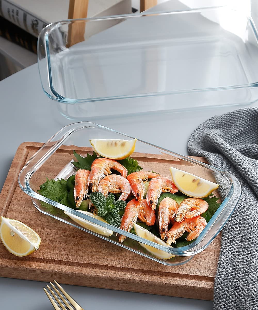 Clear Glass Baking Dish for Oven Glass Pan Cooking Casserole Dish Rectangular Baking Pan Glass Bake-ware (1) 1100ML