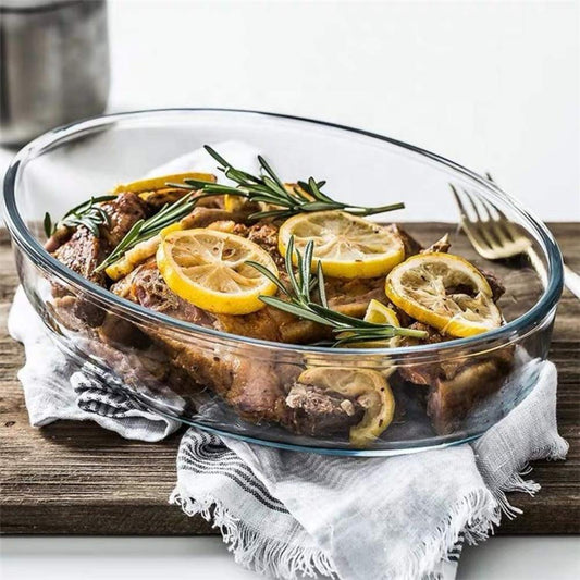 Glass Baking Dish Serving Tray, Transparent, Microwave Oven Dishwasher Freezer Safe, Oval Borosilicate Glass Baking Tray – 700ml (pack of 1)