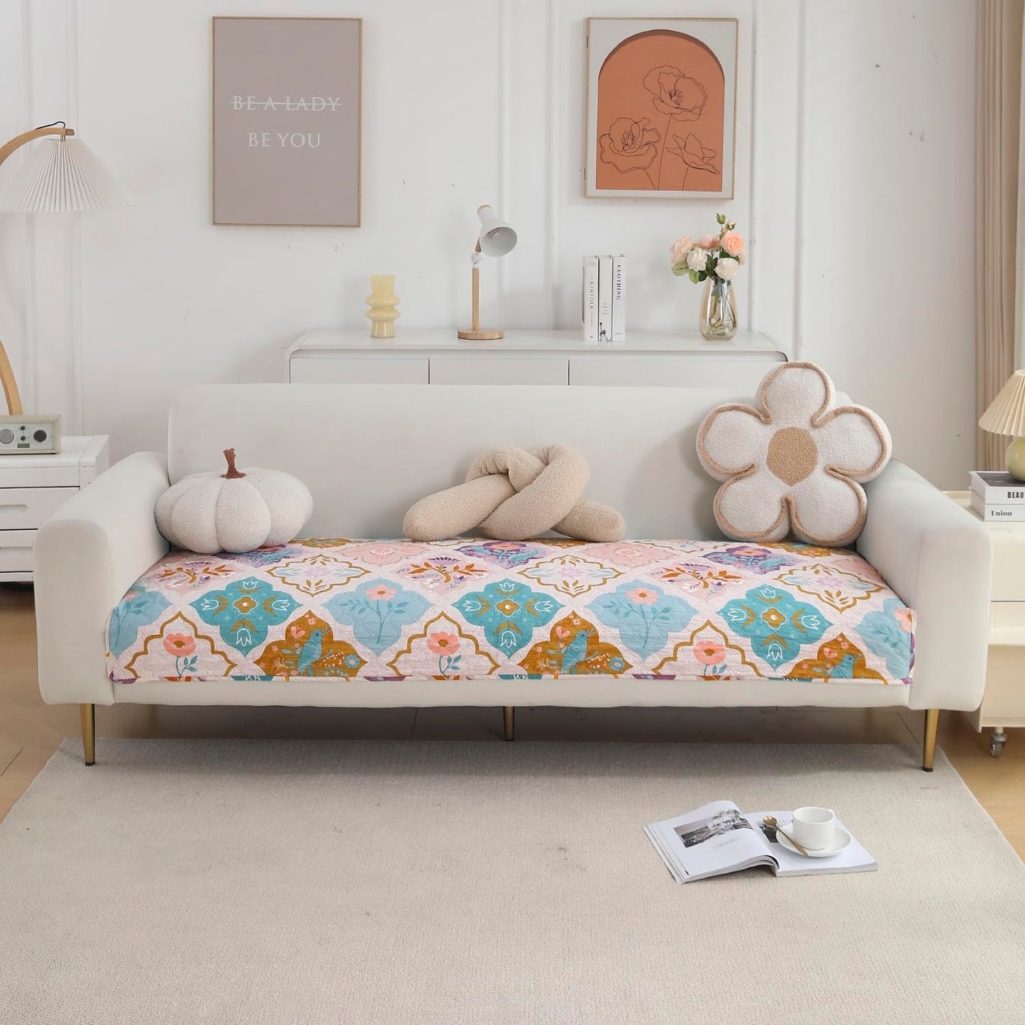 Ethnic Mat Velvet Sofa Cover Set – 3 Seater (2-Piece Mat Set)