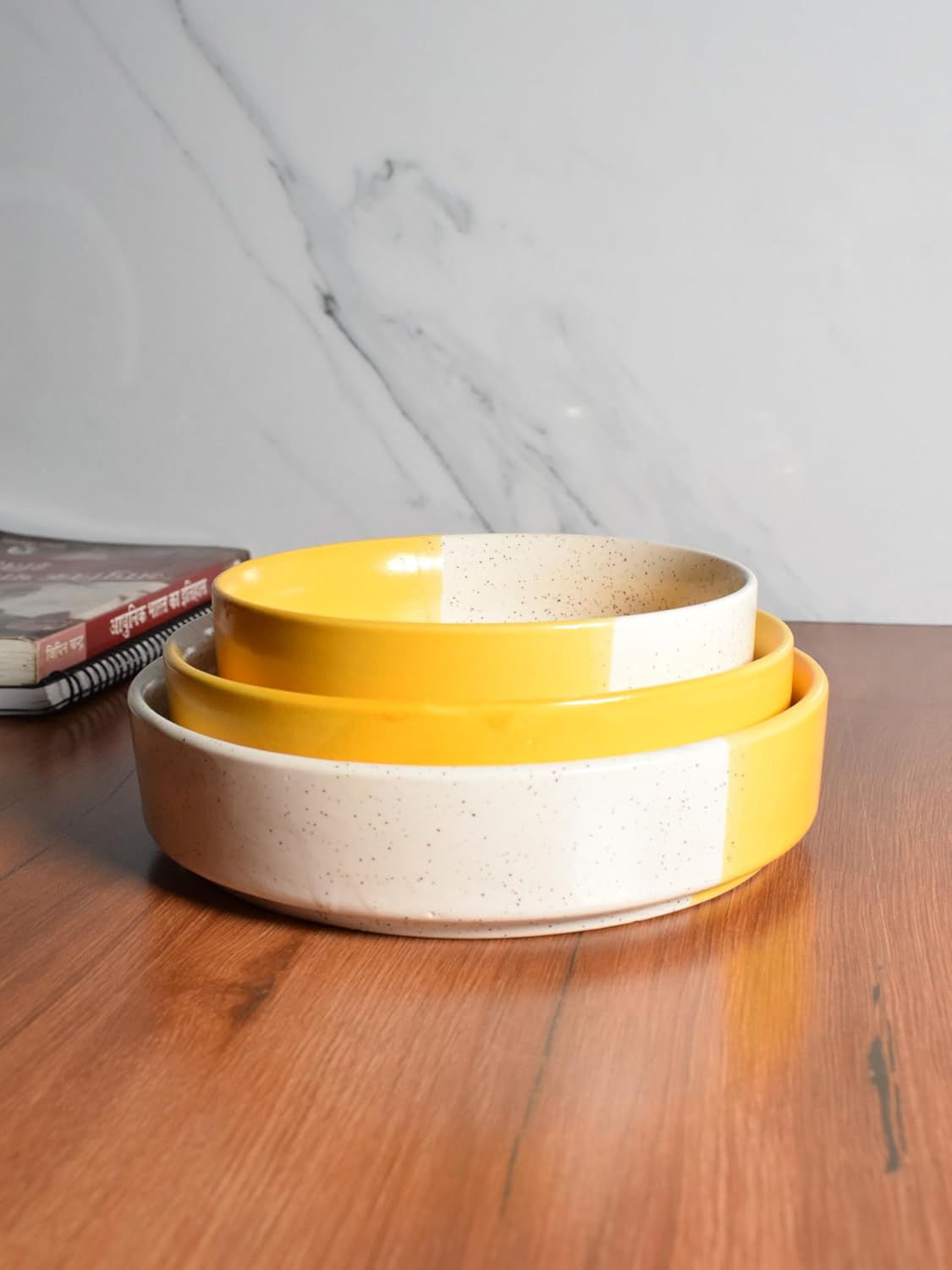 Handmade Ceramic Premium Salad Tray/Bowl - Deep Dish Bowl - Salad Plate - Serving Snacks Tray (Pack of 3)