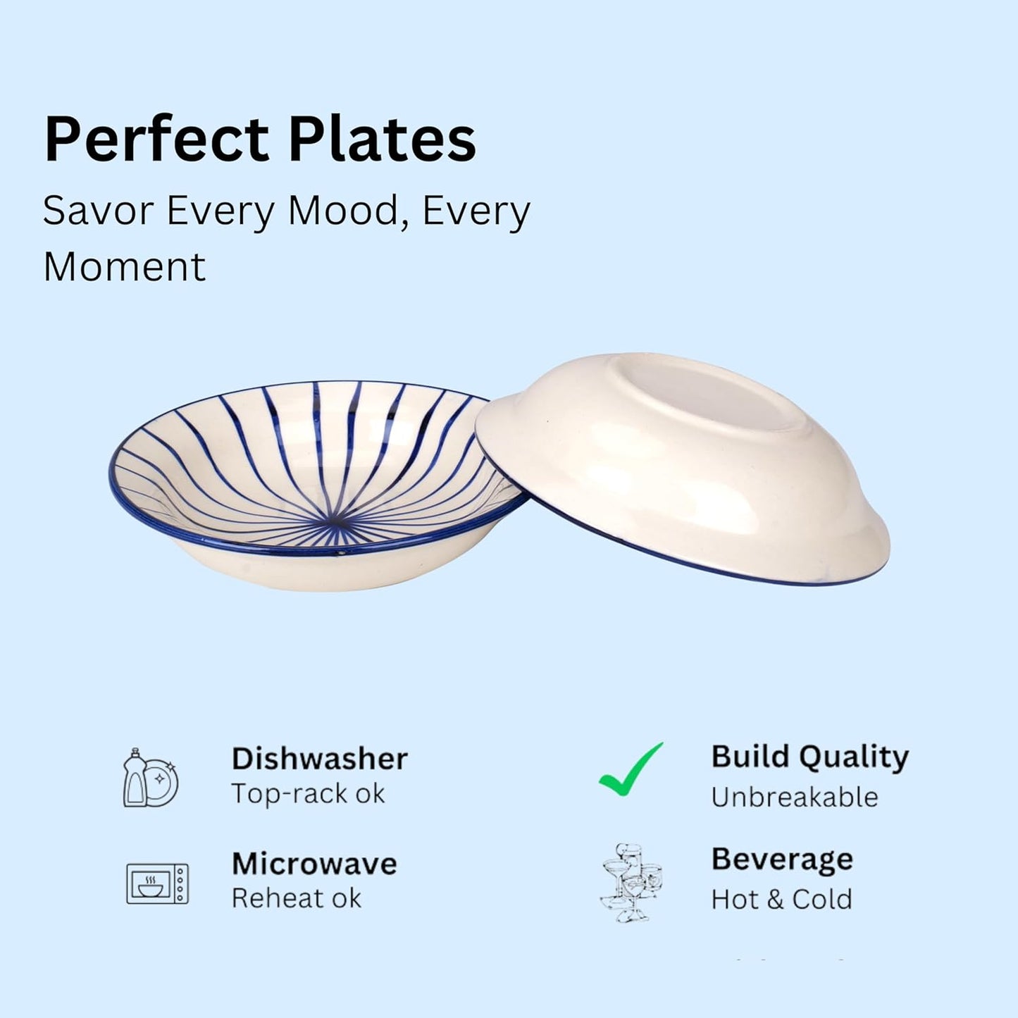 Ceramic Side Serving Plates 10 Inches Quarter Plates (Pack of 4)