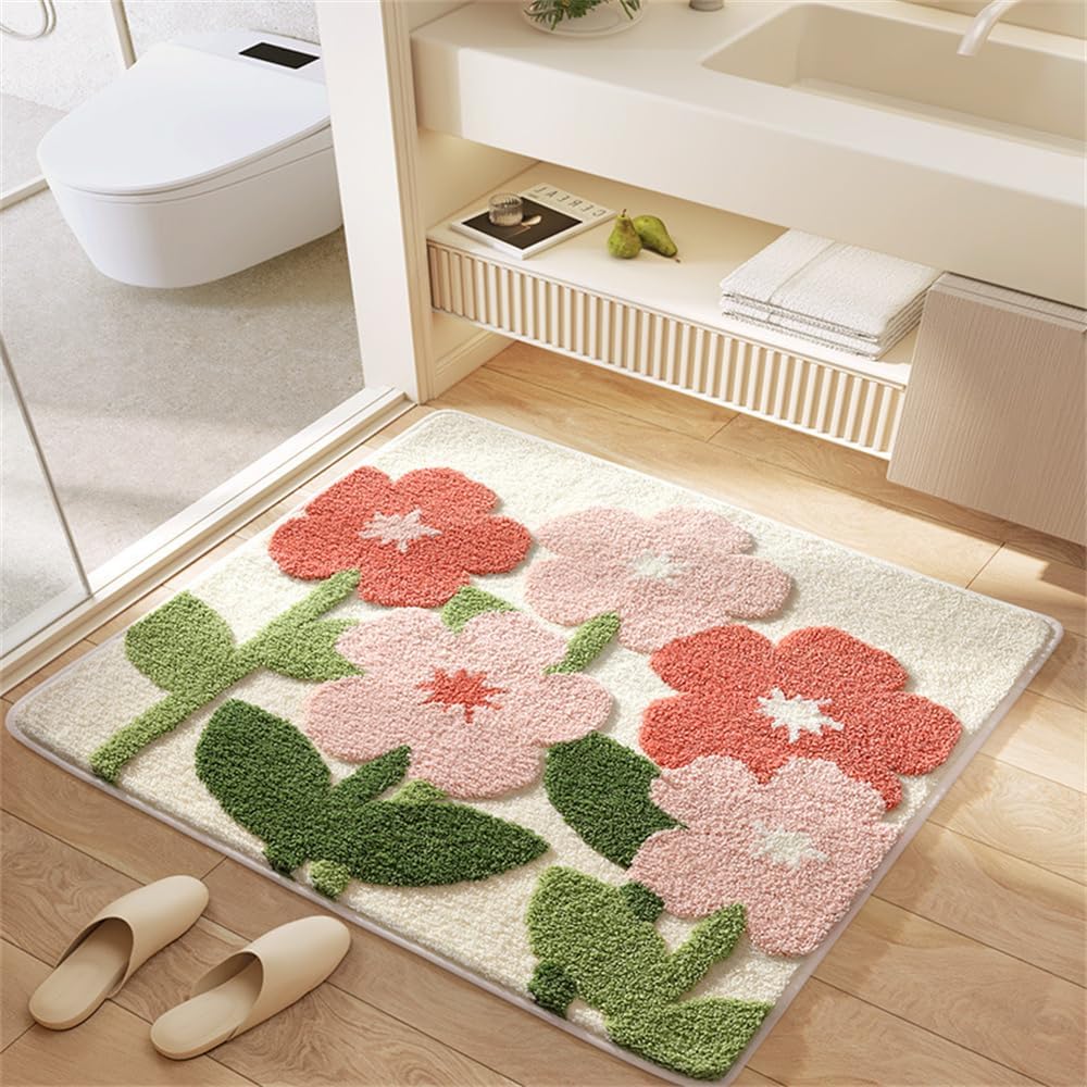 Non-Slip Abstract Bath Rugs Cute Mat Washable for Tube |Rectangular Door Mat for Home